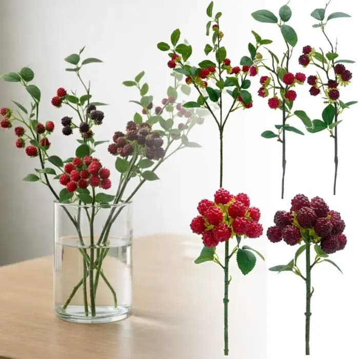 Plante artificielle de framboises rouges