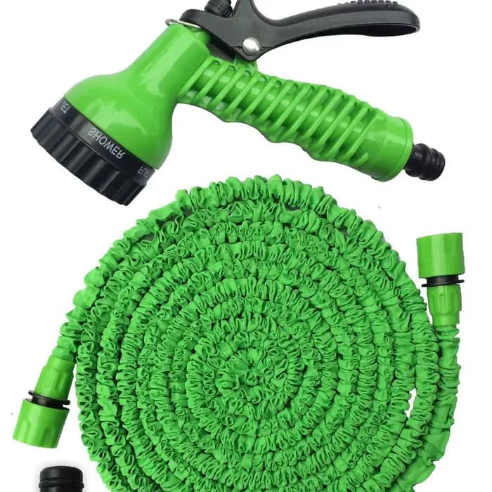 Tuyau d'arrosage magique extensible vert avec buse de pulvérisation 7 fonctions