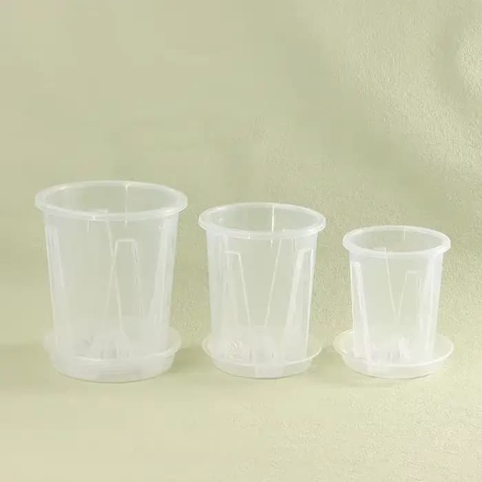 Pot de fleur Transparent bonsaï avec plateau de contrôle des racines pour la plantation d'orchidées Phalaenopsis
