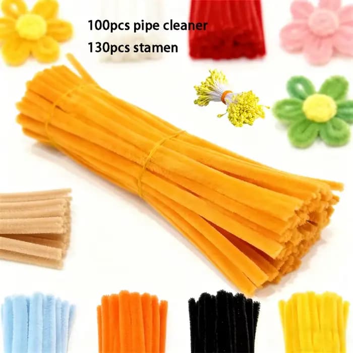 230 pièces/ensemble de tiges en chenille avec centres floraux, matériaux pour loisirs créatifs DIY, jouet artistique pour enfants, décoration pour mariage, fête et maison