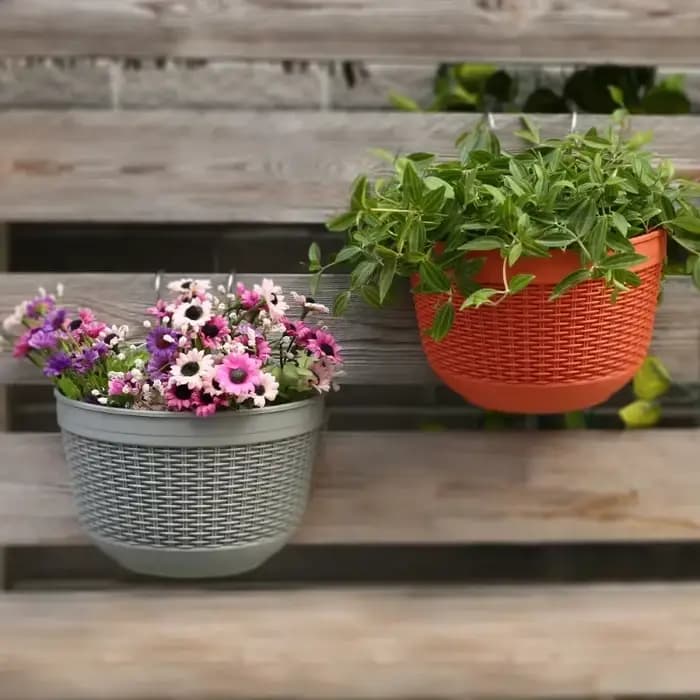 Pot de fleur créatif tissé en Imitation rotin