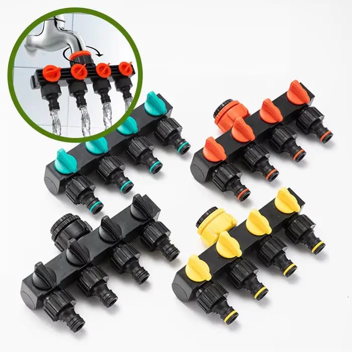 Distributeur de tuyau d'arrosage 4 voies
