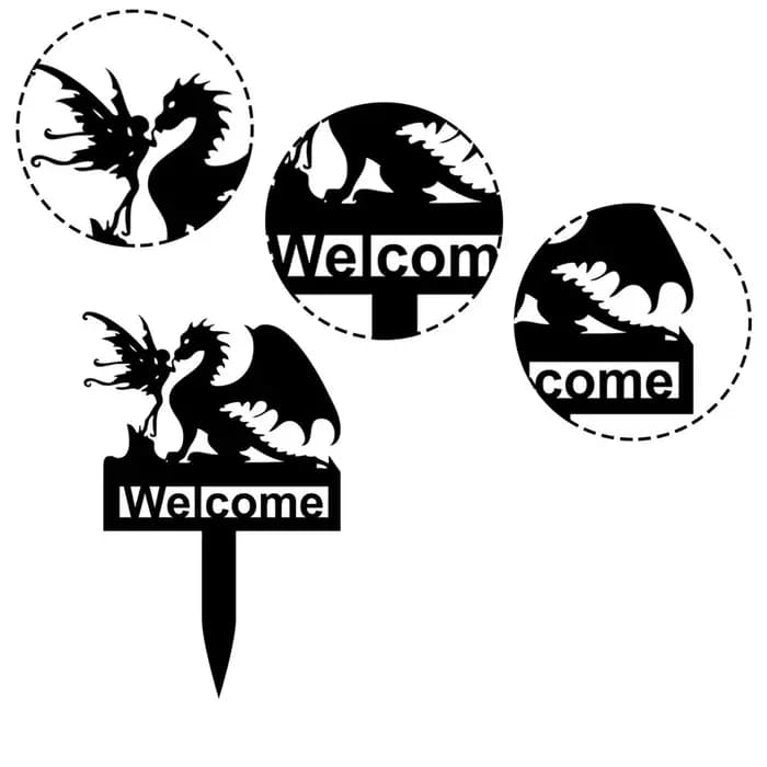 Logo de bienvenue de jardin de dinosaure d'elfe
