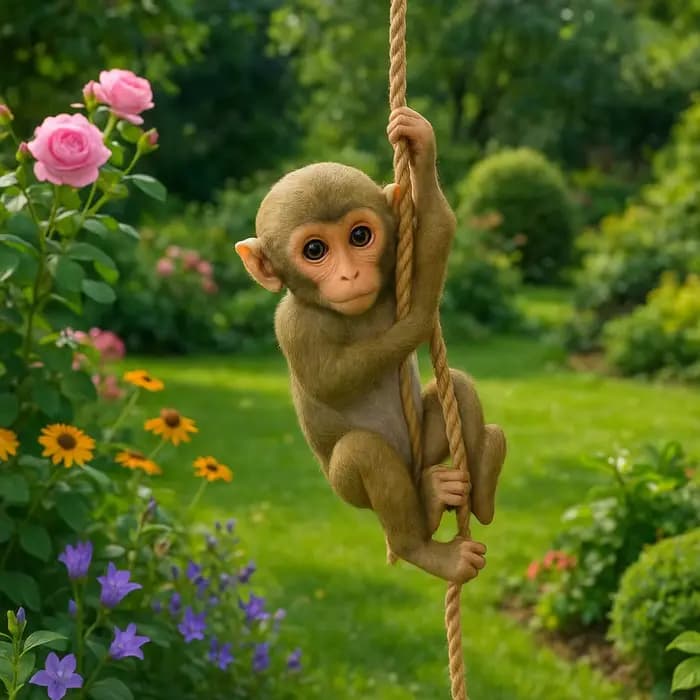 Figurine de singe grimpant de jardin