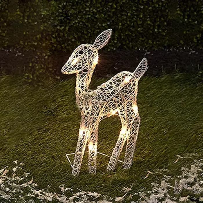 Lumières de pelouse de cerf blanc debout éclairées résistantes aux intempéries