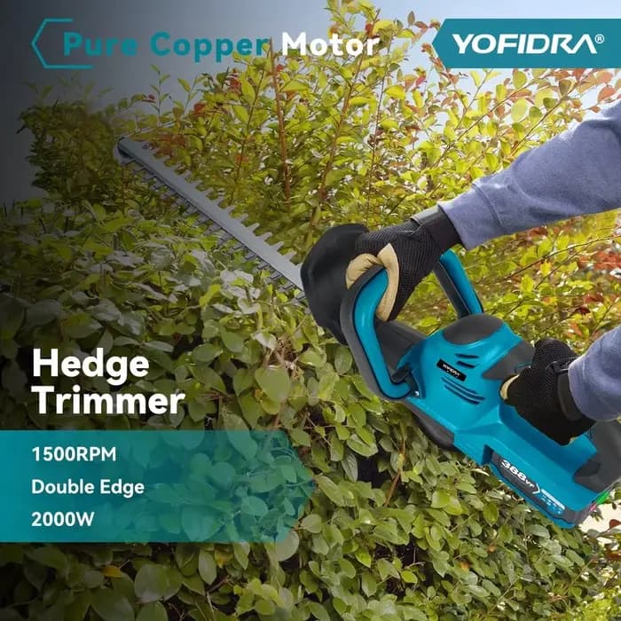YOFIDRA 2000W taille-haie électrique 15000 tr/min tondeuse à gazon jardin aménagement paysager taille-haie tondeuse outil pour Makita 18V batterie broche
