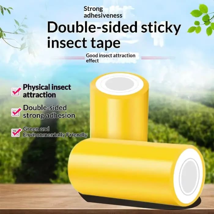 1 rouleau de ruban adhésif double face jaune de 10 m pour le contrôle des parasites du jardin