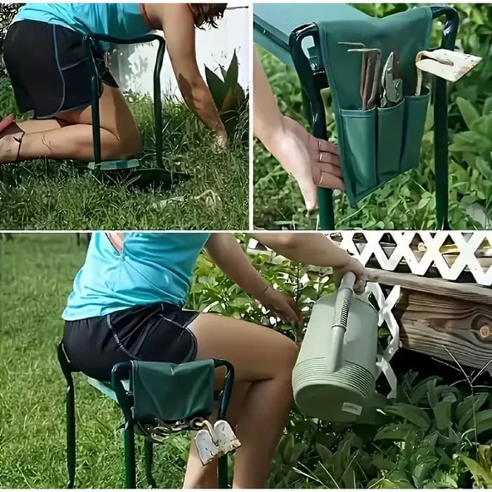 Banc de jardin 2-en-1 avec pochette à outils