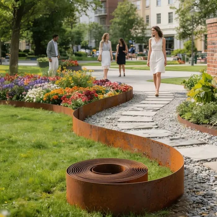 Bordure de jardin moderne en acier résistant aux intempéries pour serre