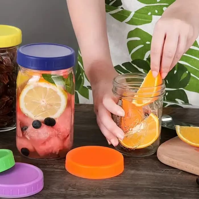 Couvercles de bocaux Mason en plastique coloré