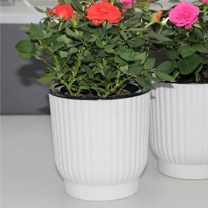 Pot de fleur rond blanc pour plantes