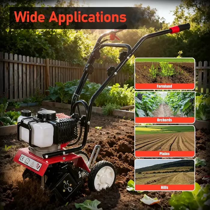 Motoculteur robuste 52CC 1700W 6500-7000 tr/min pour le travail du sol sur de grandes surfaces