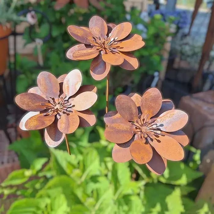 Rustique fer fleur Stake 3D Floral Yard Ornament Garden Pick en plein air pelouse patio art décoratif artisanats