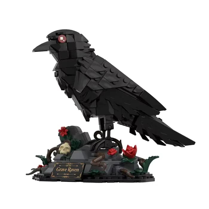 MOC Dark Night Raven Building Blocks Model Halloween Gothic Spooky Raven Creative Bird Bricks Assembly Toys Kids Birthday Gifts