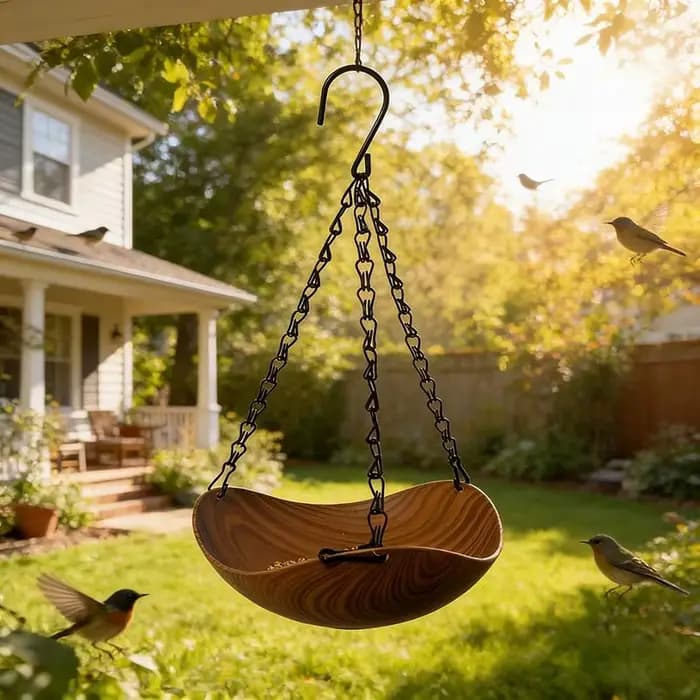 Mangeoire à oiseaux suspendue en bois pour extérieur