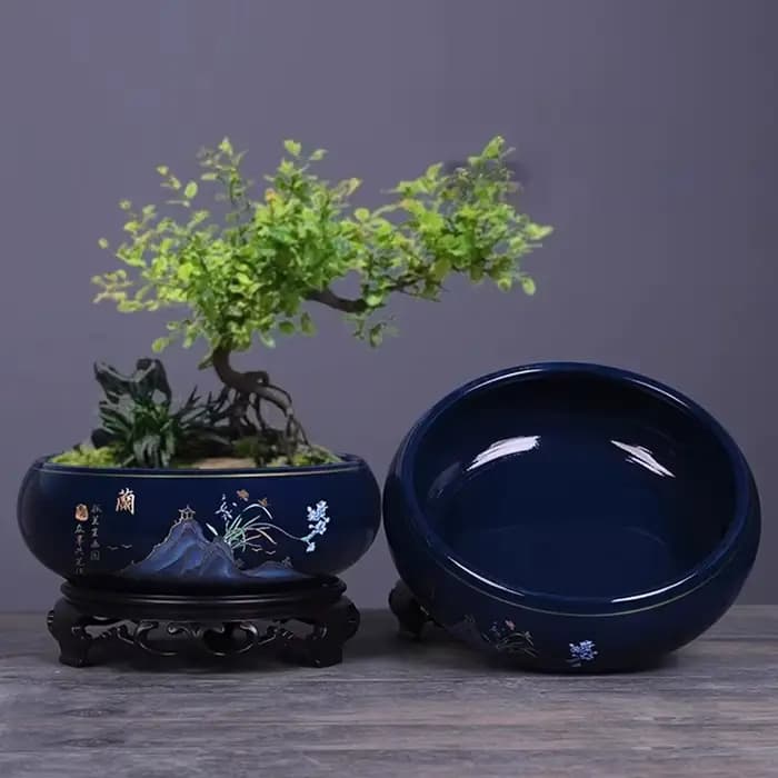 Pot de fleur hydroponique en céramique de Style chinois créatif, orchidée prune, chrysanthème de bambou, Pot de fleur de jardinage, ornement de bureau