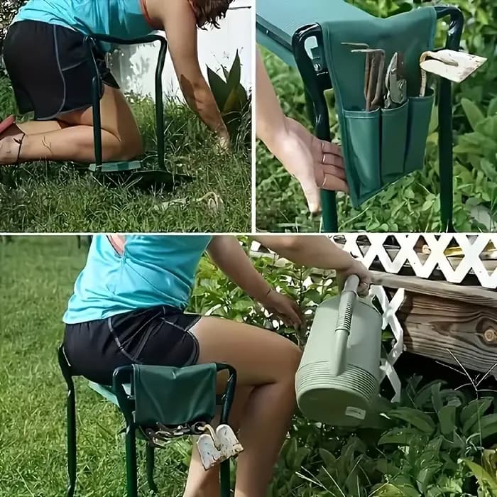 Coussin pliable pour s'agenouiller dans le jardin - 3 poches antidérapantes portables
