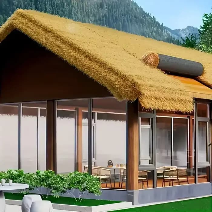 10-20 mètres chaume artificielle poilu paille toit tapis décoratif en plastique ferme pavillon chez l'habitant en bois
