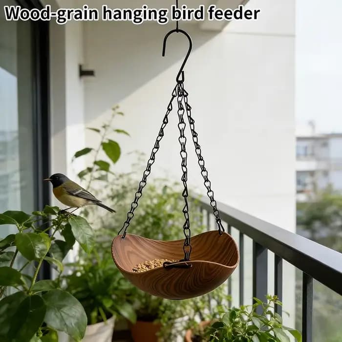 Mangeoire à oiseaux suspendue en bois pour extérieur