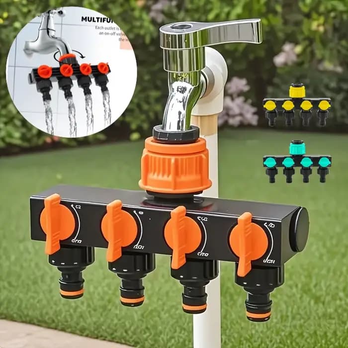 Distributeur de tuyau d'arrosage 4 voies