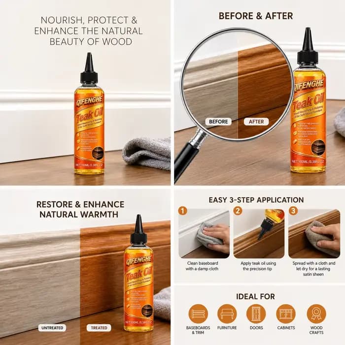 Huile de teck professionnelle pour meubles en bois 100ML