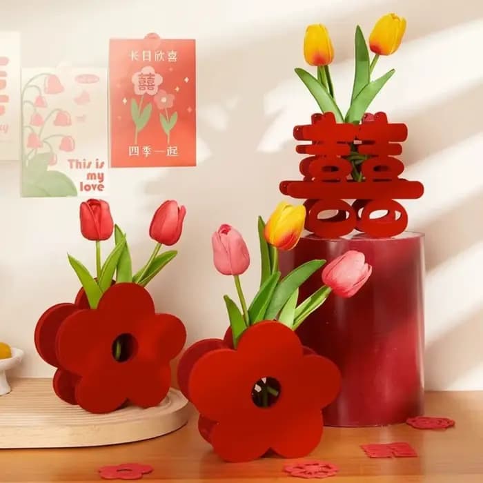 Vase à Fleurs Rouge de Bonne Fortune