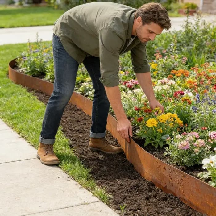 Bordure de jardin moderne en acier résistant aux intempéries pour serre