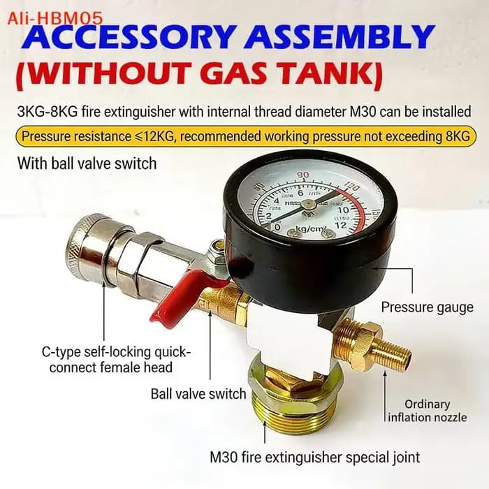 (HB05) Adaptateur de pression pour petit réservoir d'air, pompe à air de conversion pour extincteur, accessoires de compresseur d'air portable