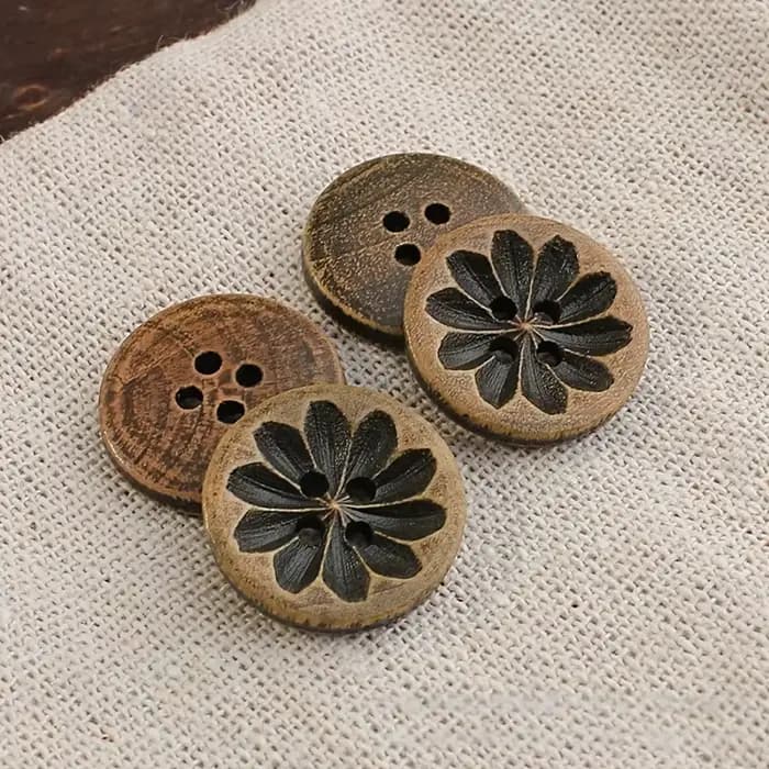 Paquet de 10 boutons en bois vieilli