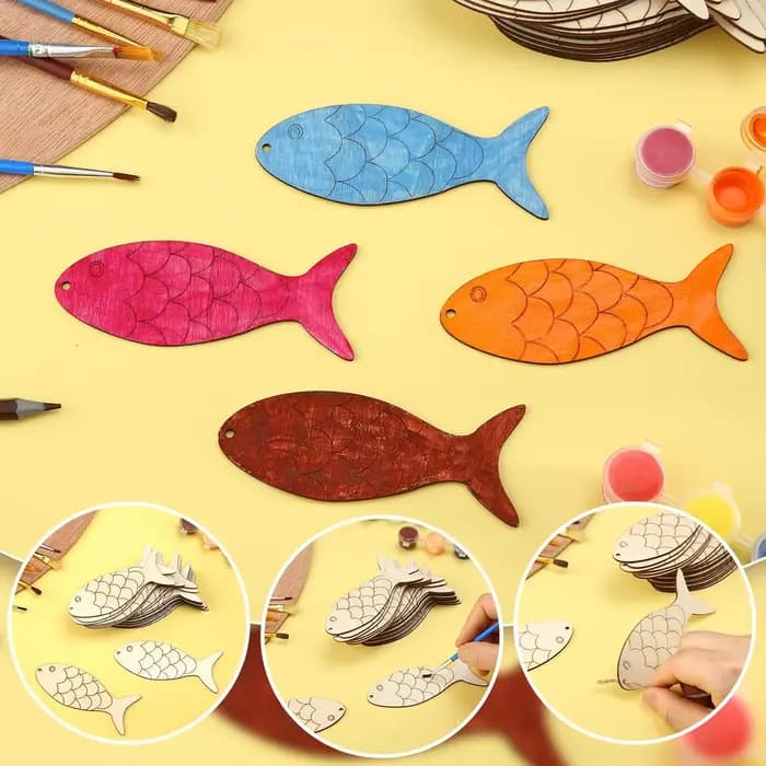Découpes de poisson en bois