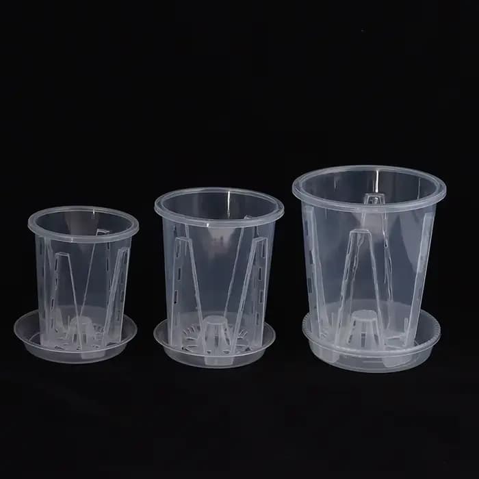 Pot de fleur transparent avec contrôle des racines