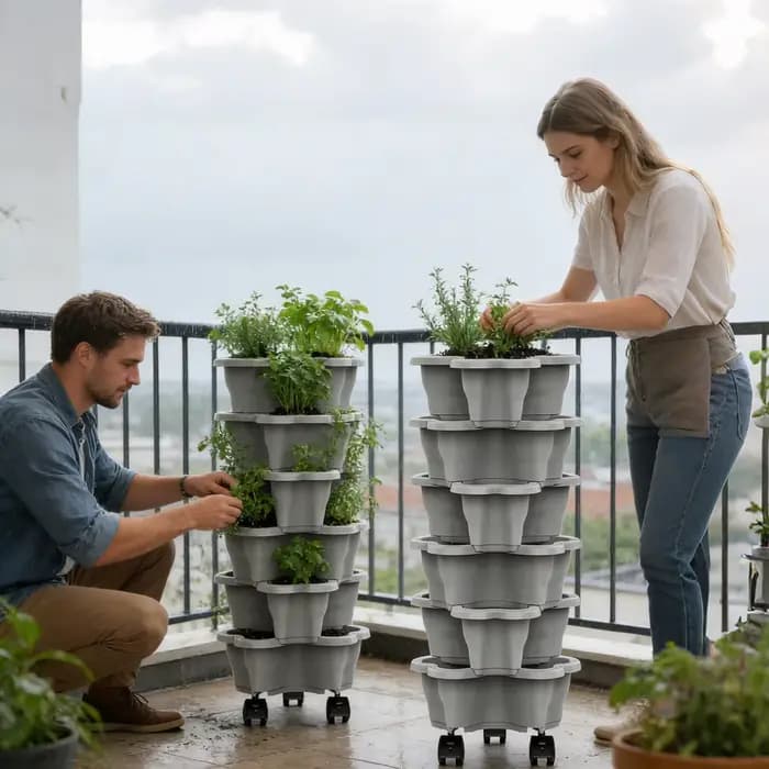 Tour de jardinage verticale à 6 niveaux avec roues – Optimisation de l'espace pour légumes