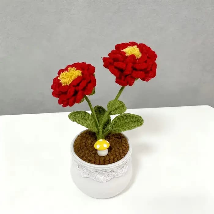 Pivoine au Crochet faite à la main en pot