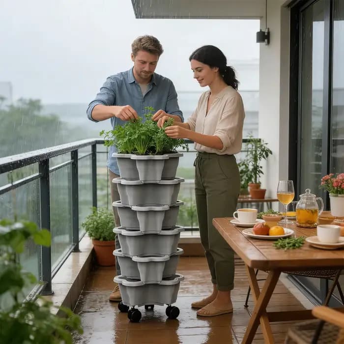 Tour de jardinage verticale à 6 niveaux avec roues – Optimisation de l'espace pour légumes