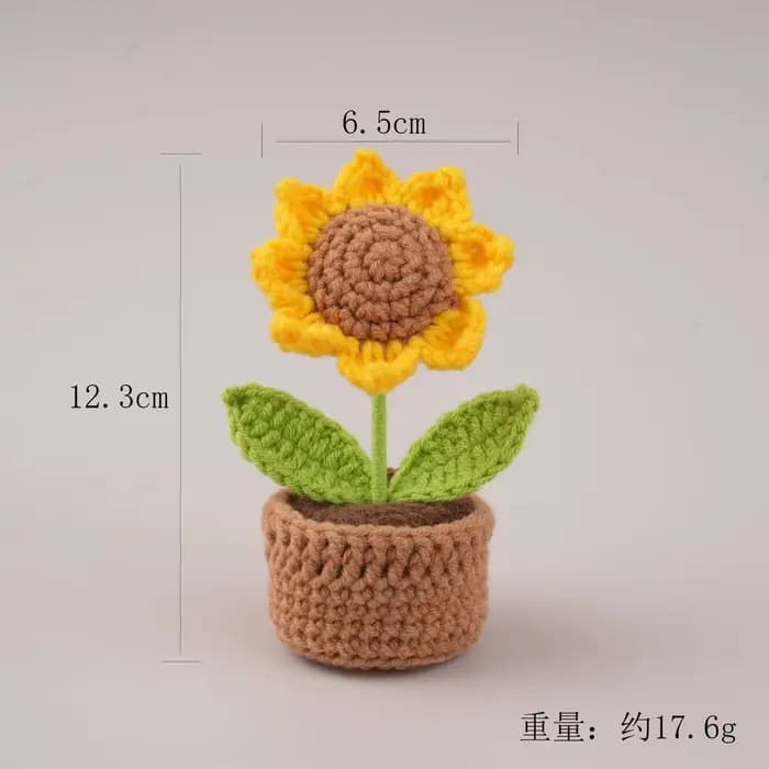 Nouveau pot de tournesol au crochet