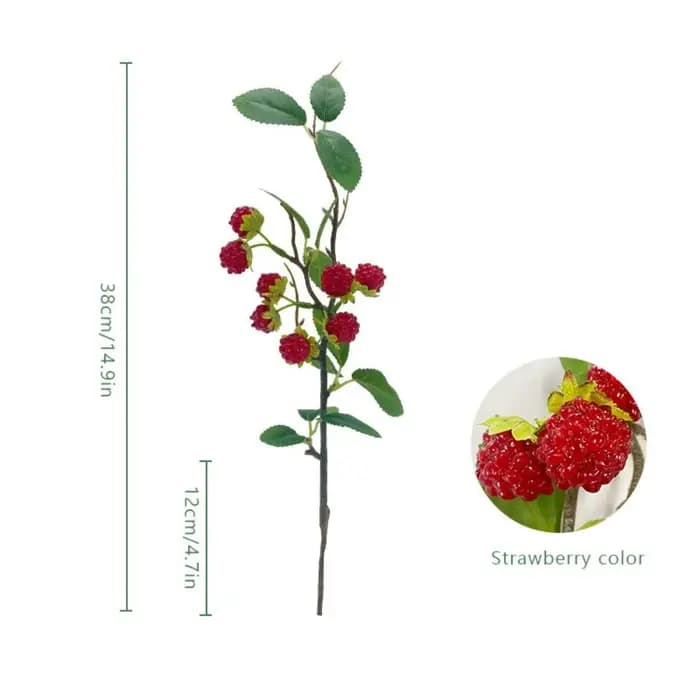 Plante artificielle de framboises rouges