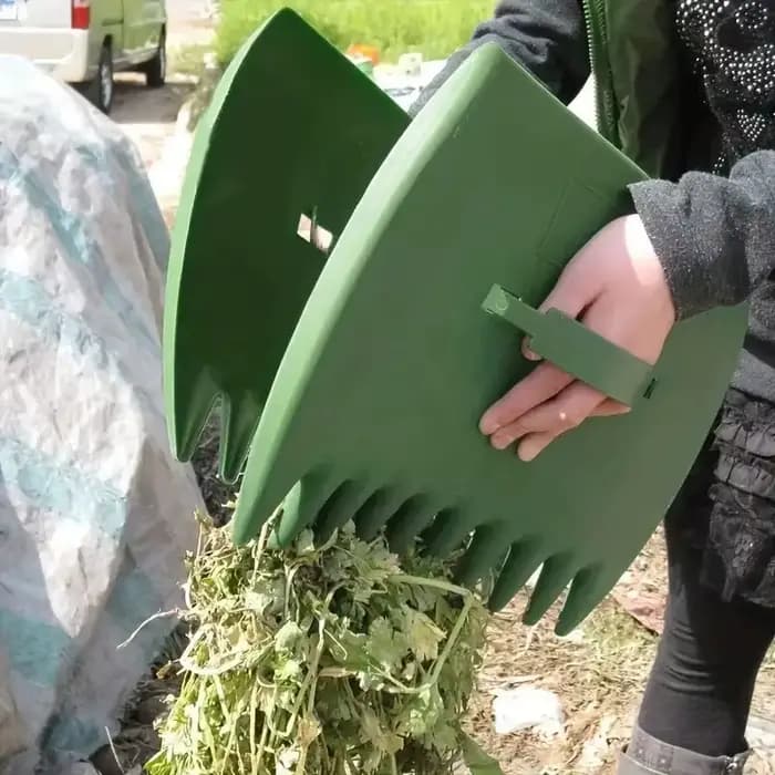 1 paire de râteaux à feuilles d'extérieur en plastique pour ramasser