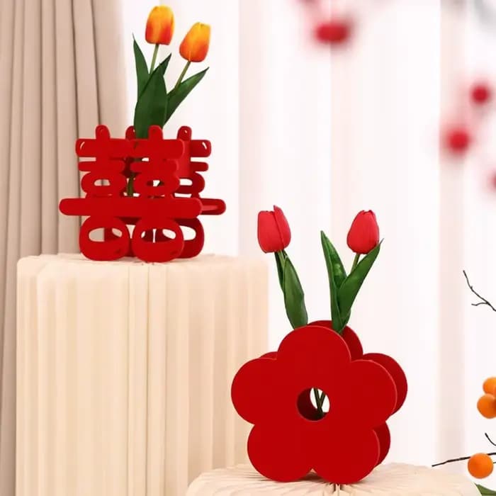 Vase à Fleurs Rouge de Bonne Fortune