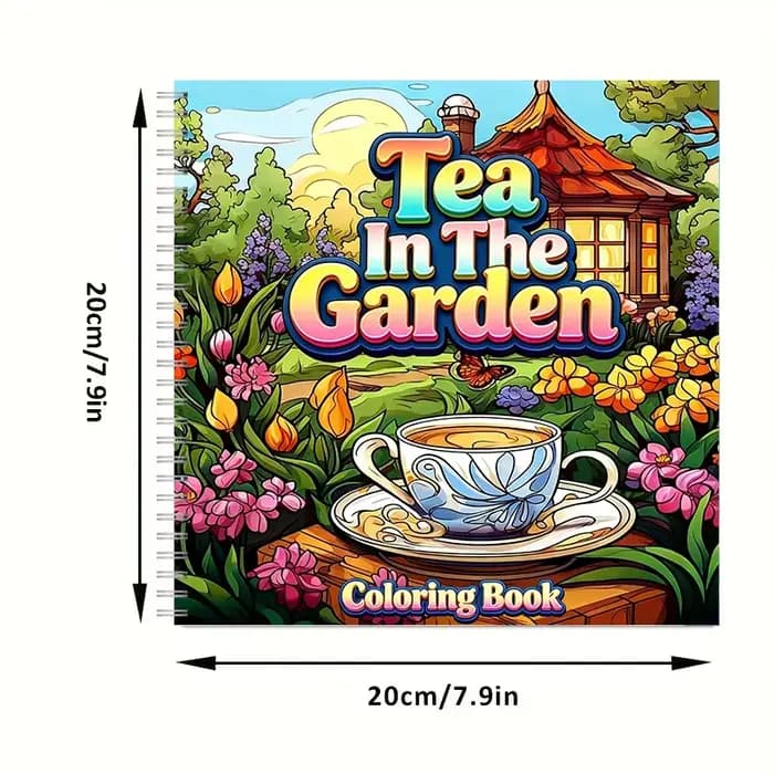 Livre de coloriage Tea In The Gardens pour adultes, belles pages à colorier, cadeau d'anniversaire et fournitures artistiques pour la rentrée scolaire