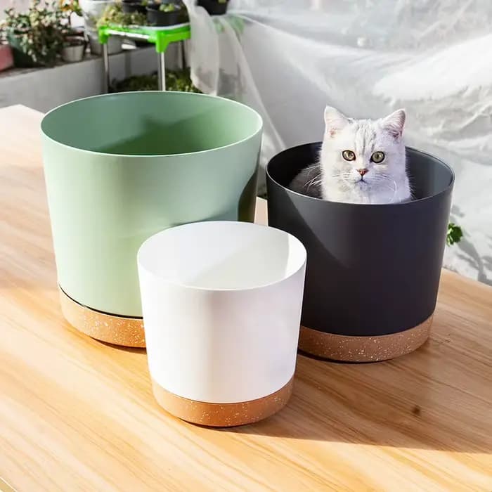 Grand Pot de fleurs en plastique avec Drainage