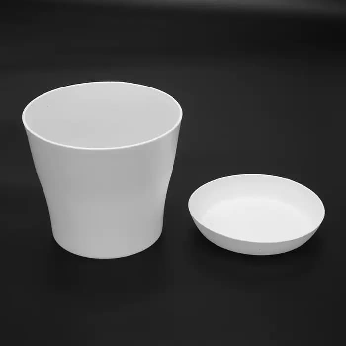 Pot de fleurs en plastique avec calibre supérieur blanc