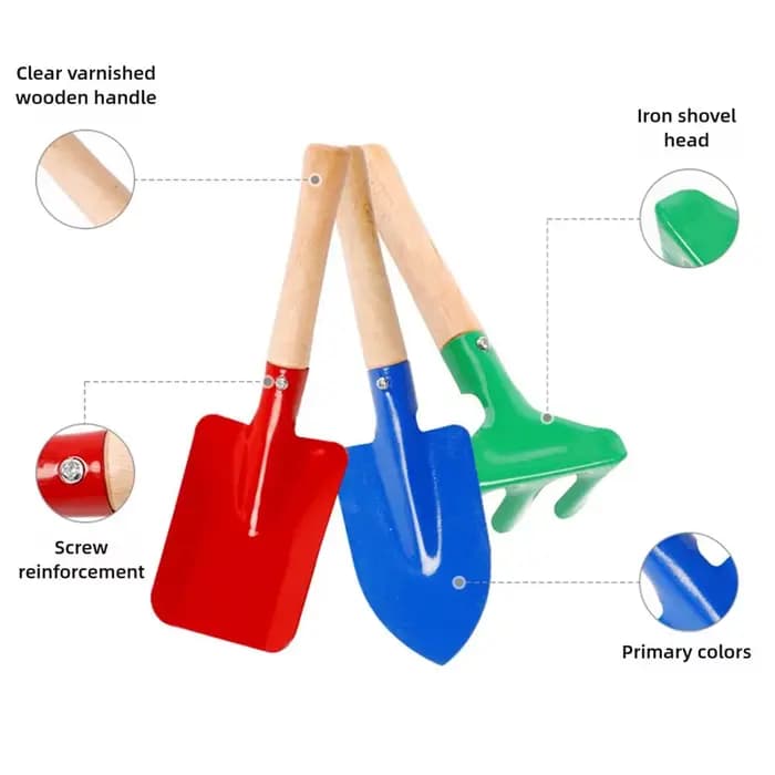 Ensemble de 3 outils de jardinage bleus