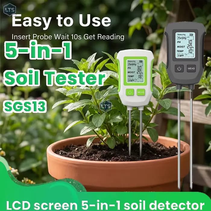 Testeur de sol numérique LCD 5 en 1 PH/Humidité/Température