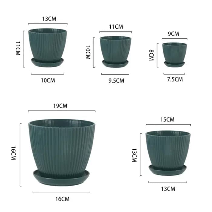 Pot de fleurs en résine avec plateau