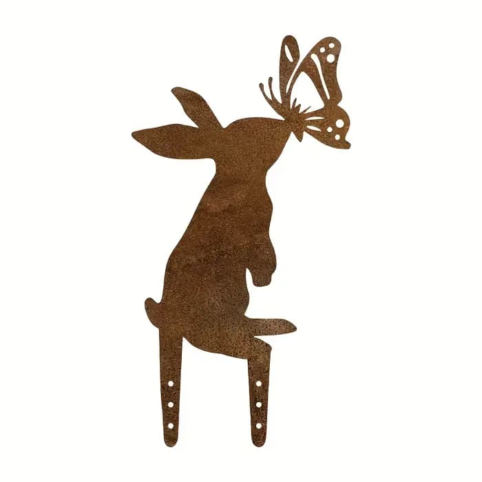 Décoration de jardin en métal rustique en forme de lapin - Charmante