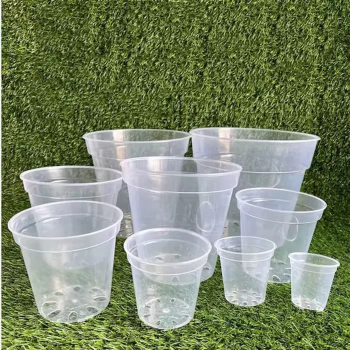 Pot de fleur transparent en plastique dur