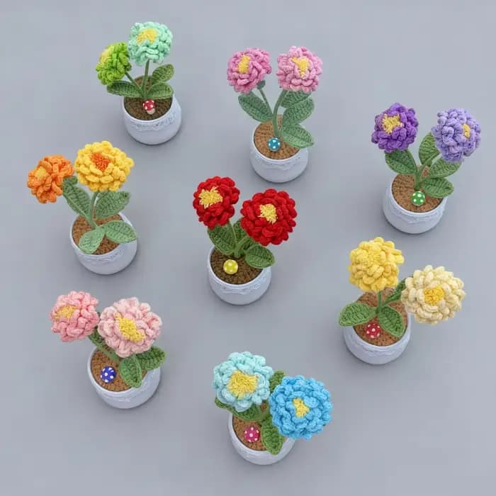 Pivoine au Crochet faite à la main en pot