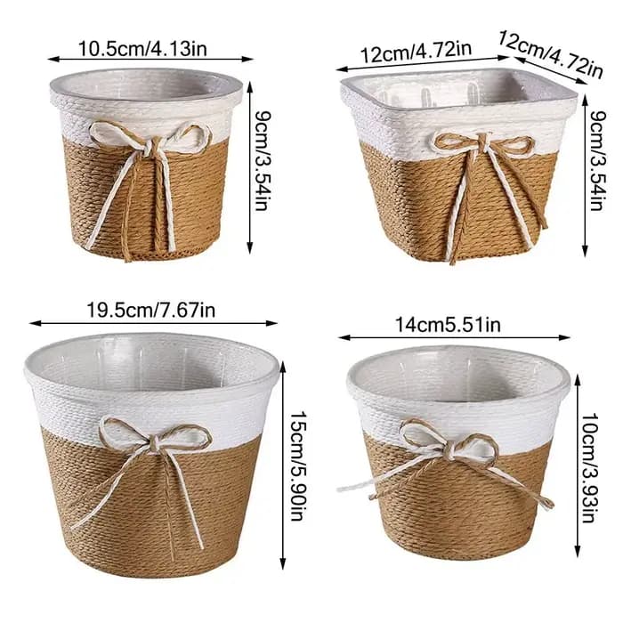 Pot de fleur tressé en corde de papier