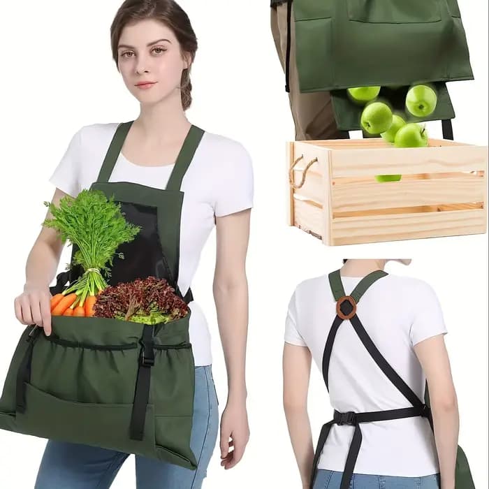 Tablier de jardinage grande capacité pour la cueillette de fruits et légumes