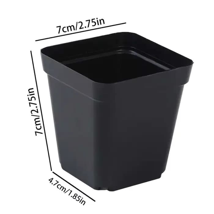 Pots de démarrage pour plantes de pépinière, 50 pièces, Pots de démarrage pour graines, conteneur de plantes à fleurs en plastique, gobelets de semis carrés noirs